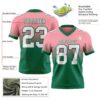 Custom Medium Pink White-Kelly Green Authentic Fade Fashion Football Jersey