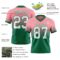 Custom Medium Pink White-Kelly Green Authentic Fade Fashion Football Jersey