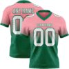 Custom Medium Pink White-Kelly Green Authentic Fade Fashion Football Jersey