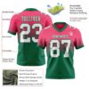Custom Neon Pink White-Kelly Green Authentic Fade Fashion Football Jersey