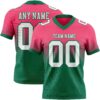 Custom Neon Pink White-Kelly Green Authentic Fade Fashion Football Jersey