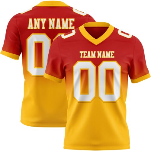 FadeFashion1609 Custom Red White-Gold Authentic Fade Fashion Football Jersey