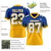 Custom Royal White-Gold Authentic Fade Fashion Football Jersey