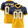 Custom Navy White-Gold Authentic Fade Fashion Football Jersey
