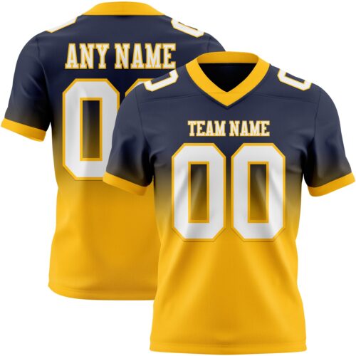 FadeFashion1611 Custom Navy White-Gold Authentic Fade Fashion Football Jersey