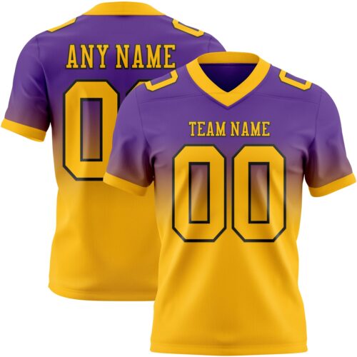 FadeFashion1614 Custom Purple Gold-Black Authentic Fade Fashion Football Jersey