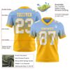 Custom Light Blue White-Gold Authentic Fade Fashion Football Jersey