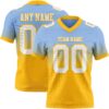Custom Light Blue White-Gold Authentic Fade Fashion Football Jersey