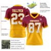 Custom Maroon White-Gold Authentic Fade Fashion Football Jersey