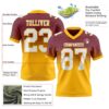 Custom Burgundy White-Gold Authentic Fade Fashion Football Jersey
