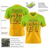 Custom Neon Green Gold-Black Authentic Fade Fashion Football Jersey