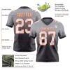 Custom Gray White Steel Gray-Orange Authentic Fade Fashion Football Jersey