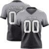 Custom Gray White Steel Gray-Black Authentic Fade Fashion Football Jersey