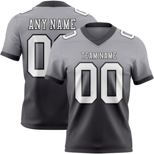 Custom Gray White Steel Gray-Black Authentic Fade Fashion Football Jersey