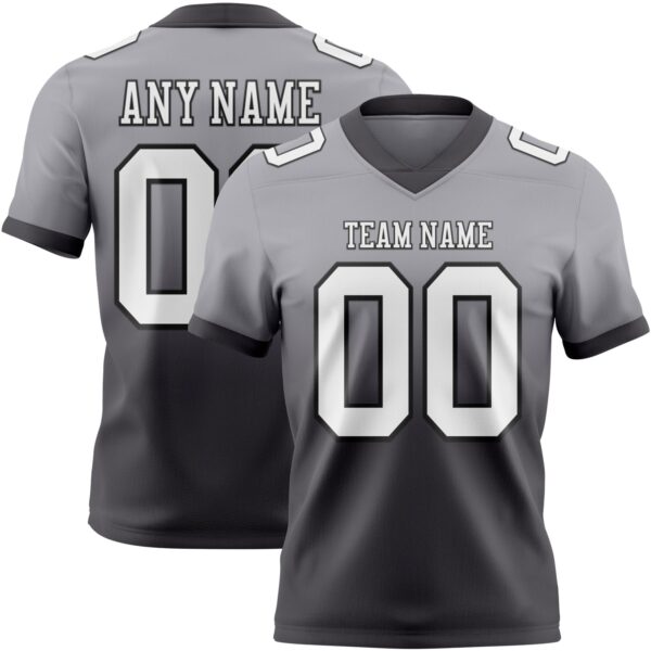 Custom Gray White Steel Gray-Black Authentic Fade Fashion Football Jersey