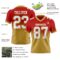 FadeFashion1627-1 Custom Red White-Old Gold Authentic Fade Fashion Football Jersey