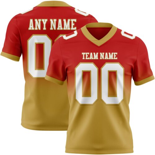 FadeFashion1627 Custom Red White-Old Gold Authentic Fade Fashion Football Jersey