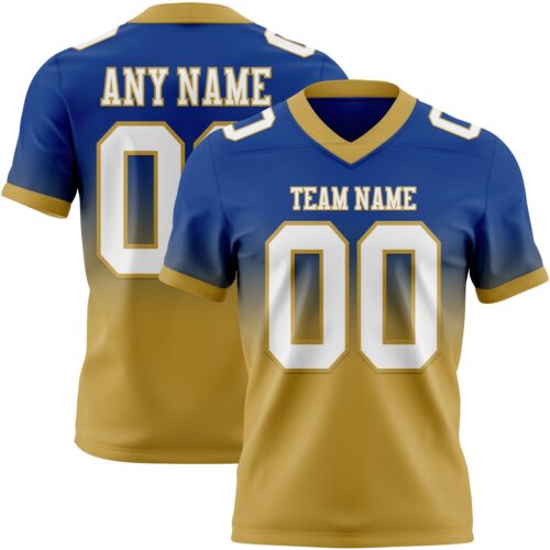 FadeFashion1628 Custom Royal White-Old Gold Authentic Fade Fashion Football Jersey