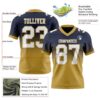 Custom Navy White-Old Gold Authentic Fade Fashion Football Jersey
