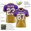 Custom Purple White-Old Gold Authentic Fade Fashion Football Jersey