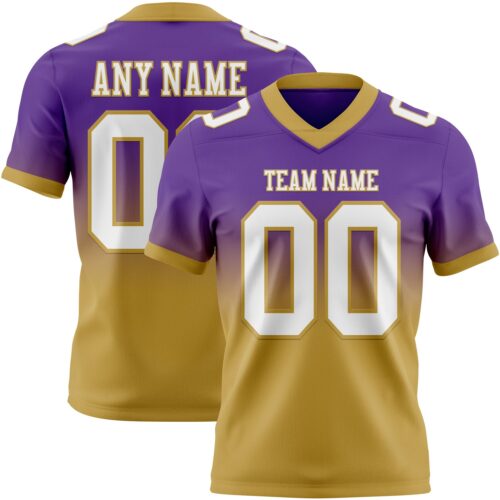 FadeFashion1631 Custom Purple White-Old Gold Authentic Fade Fashion Football Jersey