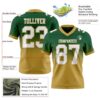 Custom Green White-Old Gold Authentic Fade Fashion Football Jersey