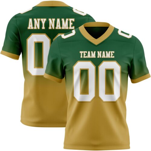 FadeFashion1632 Custom Green White-Old Gold Authentic Fade Fashion Football Jersey