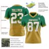 Custom Kelly Green White-Old Gold Authentic Fade Fashion Football Jersey
