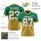 Custom Kelly Green White-Old Gold Authentic Fade Fashion Football Jersey