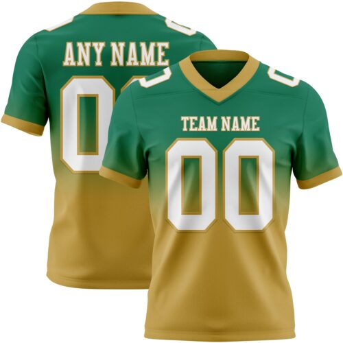 FadeFashion1633 Custom Kelly Green White-Old Gold Authentic Fade Fashion Football Jersey