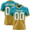 Custom Teal White-Old Gold Authentic Fade Fashion Football Jersey
