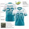 Custom White Teal Authentic Fade Fashion Football Jersey