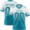 Custom White Teal Authentic Fade Fashion Football Jersey