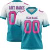 Custom White Pink-Teal Authentic Fade Fashion Football Jersey