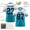 Custom White Navy-Teal Authentic Fade Fashion Football Jersey