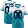 Custom White Navy-Teal Authentic Fade Fashion Football Jersey