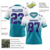 Custom White Purple-Teal Authentic Fade Fashion Football Jersey