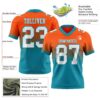 Custom Orange White-Teal Authentic Fade Fashion Football Jersey