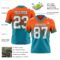 FadeFashion1644-1 Custom Orange White-Teal Authentic Fade Fashion Football Jersey