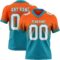 FadeFashion1644 Custom Orange White-Teal Authentic Fade Fashion Football Jersey