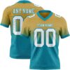 Custom Old Gold White-Teal Authentic Fade Fashion Football Jersey