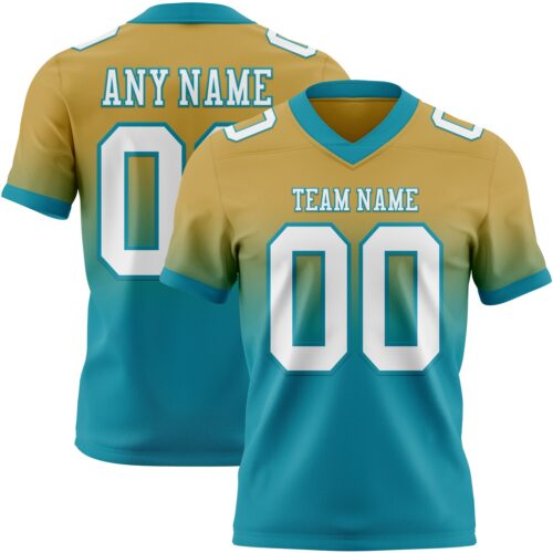 FadeFashion1645 Custom Old Gold White-Teal Authentic Fade Fashion Football Jersey