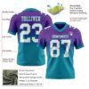 Custom Purple White-Teal Authentic Fade Fashion Football Jersey