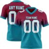 Custom Maroon White-Teal Authentic Fade Fashion Football Jersey