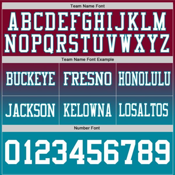 Custom Maroon White-Teal Authentic Fade Fashion Football Jersey
