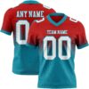 Custom Red White-Teal Authentic Fade Fashion Football Jersey