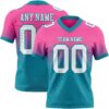 Custom Pink White-Teal Authentic Fade Fashion Football Jersey