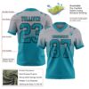 Custom Gray Teal-Black Authentic Fade Fashion Football Jersey