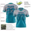 Custom Gray Teal-Navy Authentic Fade Fashion Football Jersey