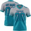 Custom Gray Teal-Navy Authentic Fade Fashion Football Jersey
